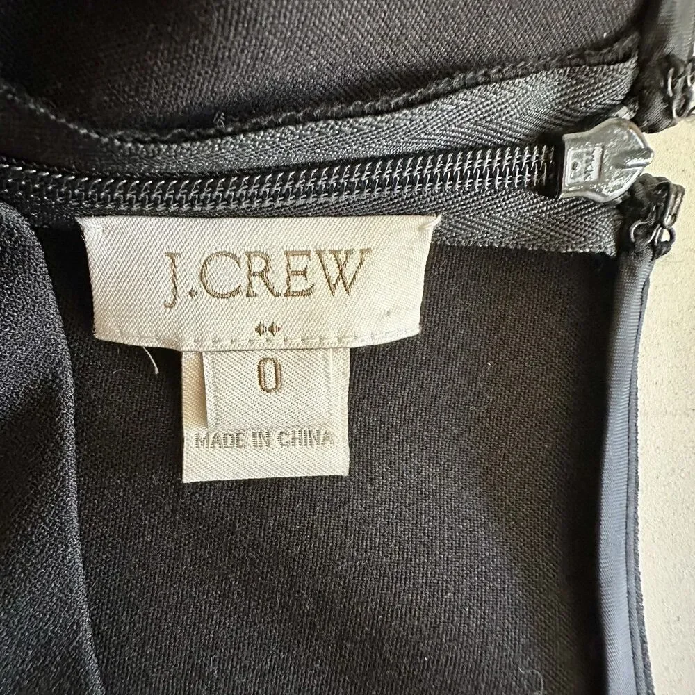 J Crew Women’s Cap Sleeve Boatneck Bodycon Midi Dress Black‎ Size 0 NEW